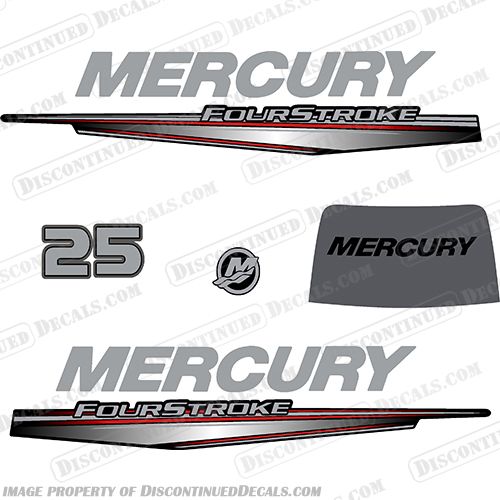 Mercury 25hp  Outboard Engine Decal Kit - 2011+  mercury, 25, 25hp, 25 hp, 2011, 2012, 2013, 2014, 2105, 2016, 2107, 2108, 2019, 2020, merc, mercury, outboard, engine, four, stroke, fourstroke, engine, motor, 4s, 4stroke, INCR10Aug2021