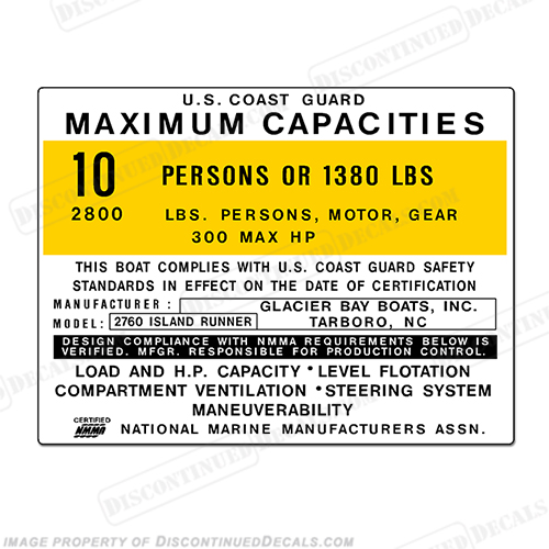 Capacity Plate Boat Decal Marine Maximum Occupancy Style 2 Create Your Own