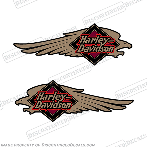 Harley-Davidson FXSTC Softail Decals Gold / Black (Set of 2) - Fuel Tank Decal  Harley-Davidson, fxstc, Decals,  black, (Set of 2), 14471, Harley, Davidson, Harley Davidson, soft, tail, 1995, 1996, 96, softtail, soft-tail, softail, harley-davidson, Fuel, Tank, Decal, INCR10Aug2021