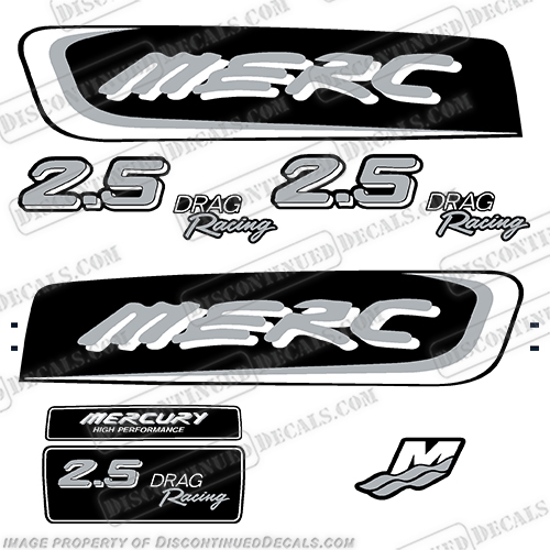 Mercury 2.5 Liter EFI Racing Decal Kit - Custom Silver merc, mercury, blue, water, racing, drag, liter, 2.5, 2l, outboard, engine, motor, decal, sticker, kit, set, decals, mercury, 150, 150 hp, horsepower, 150hp, 1998, 1999, 2000, 2001, 2002, 2003, 2004, 2005, 2006, 2007, 2008, 2009, 2010, electronic, fuel, injection, INCR10Aug2021