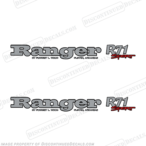 Ranger R71 Sport Decals (Set of 2)  ranger, r, 71, r71, 93, 83, 91, boat, logo, marking, tag, model, sport, decals,decal, sticker, stickers, kit, set, INCR10Aug2021