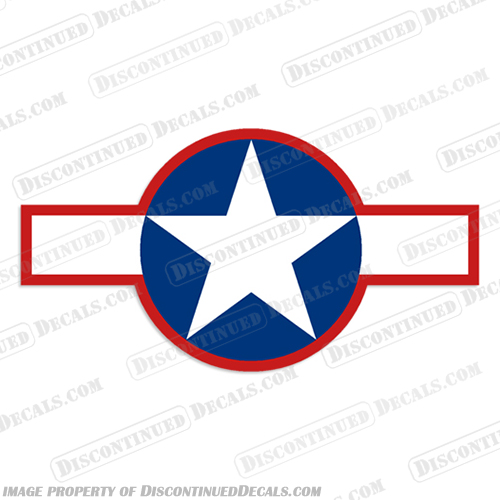 1943 Star Badge Aircraft Decal - Single vintage, aircraft, air, craft, decal, decals, sticker, star, bars, bar, badge, 1943, single, blue, red, airplane, label