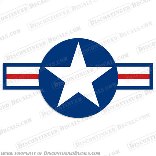 1943 Star Badge Aircraft Decal - Single - Style 2 vintage, aircraft, air, craft, decal, decals, sticker, star, bars, bar, badge, 1943, single, blue, red, airplane, label, style, 2, 