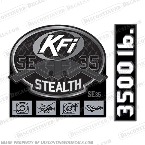 KFI Stealth 3500LB SE35 Winch Decals kfi, KFI, stealth, 3500lb, 3500, LB, se35, SE35, winch, decal, decals, stickers, kit, 