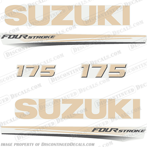 Suzuki 175 Fourstroke New 2017 and Up - Beige suzuki, 175, 175hp, 2017, 2018, 2019, 2020, new, style, decal, decals, set, kit, stickers, outboard, engine, motor, beige 
