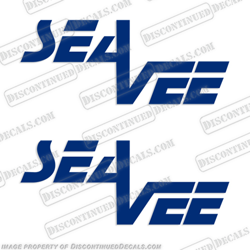 SeaVee Boat Logo Decal (set of 2) - Any Color!  edge, water, color, sea, vee, seevee, seavee, boat, hull, lettering, logo, decal, sticker, kit, set