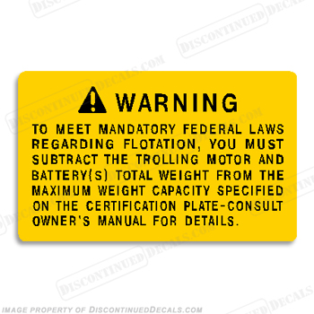 Boat Warning Label Decal INCR10Aug2021