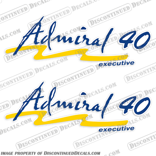 Admiral 40 Boat Decals - Set of 2 boat, logo, lettering, label, decal, sticker, kit, set, admiral, 40, 