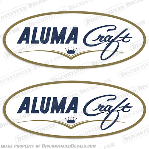 Alumacraft Boat Logo Decals - Vintage (Blue / Gold) aluma, craft, Vintage, Blue, Gold, 1961, Alumacraft, Model, K 16, aluminum, boat,