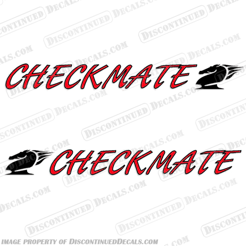 Checkmate Powerboat Boat Decals - 2 Color! - Style 2 checkmate, powerboat, power, boat, decals, decal, sticker, stickers, 2, color, set, of, 2, engine, motor, outboard, fast, speed, horse, size, sizes, 