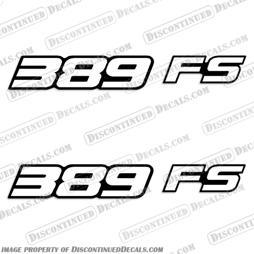 Javelin 389 FS Boat Decals (Set of 2) White Letter Version 389, 389fs, 389 fs, 389-fs, fs, javelin, boat, hull, decal, decals, sticker, kit, set, stickers, white, letter, version,