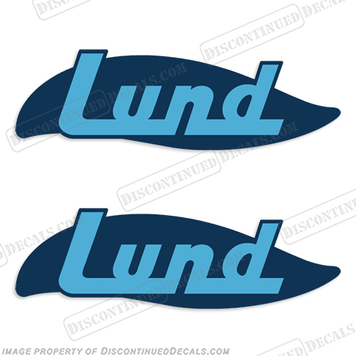 Lund Boat Decals (Set of 2) 1960s Style Blue INCR10Aug2021