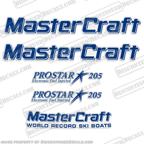 MasterCraft Pro Star 205 Electronic Fuel Injection Boat Decals - Full Kit - 1 Color! Master, Craft, 1990's, 1980's, 1980s, 1990s, 90, 80, 90's, 80's, 90s, 80s, 205, pro, star, INCR10Aug2021