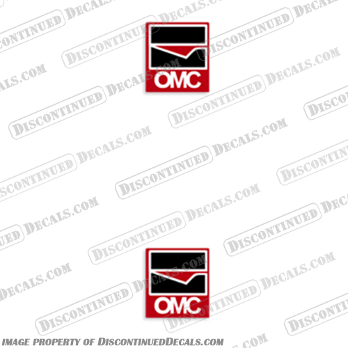 OMC Boat Decals for Javelin Boats (Set of 2) javelin, boat, decals, squares, stickers, set. of, 2, outboard, logo, name, omc, style,