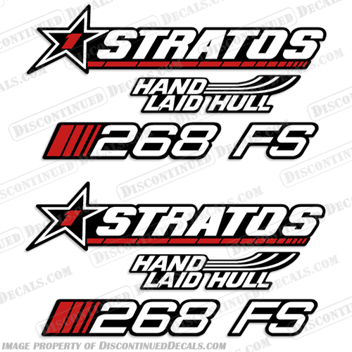 Stratos "268 FS" Hand Laid Hull Decal Kit  stratos, fs, 268, decal, decals, sticker, set, kit, boat, engine, cover, hand, laid, hull, 268fs, 