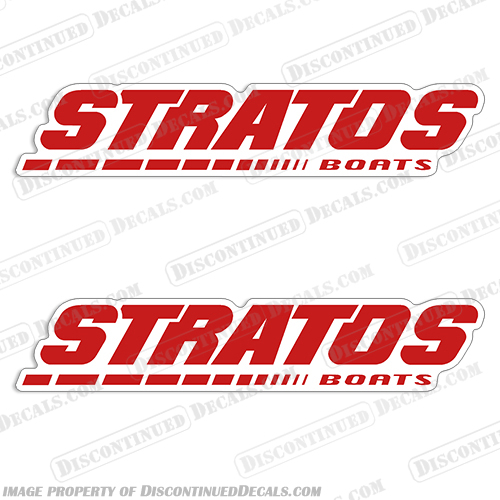 Stratos Boats Red Hull (Set of 2) Boat Decals Stratos, Boat, Boats, w/, with, Star, 1, Decal, Decals, Lettering, Logo, Set, of, 2, Set of 2, Two, Red, Hull