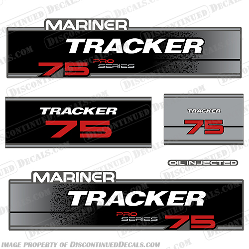 Tracker Mariner 75hp Pro Series Engine Decal kit  tracker, mariner, pro, series, 75hp, 75 hp, engine, decal, kit, set, 1995,