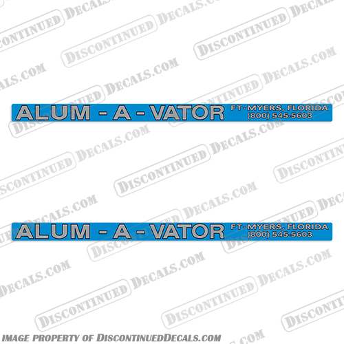 ALUM A Vator Boat Lift Decals - Set of 2 - ALUMAVATOR Alum, A, Vator, ALUMAVATOR, ALUM-A-VATOR, Boat, Lift, Decal, Decals, Set, of, 2, two,
