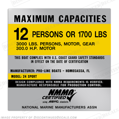Pro-Line 24 Sport Capacity Decal - 12 Person INCR10Aug2021