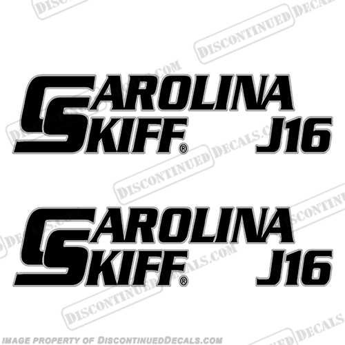 Carolina Skiff Boat Decals J16 - Set of 2 - 2 Color! carolina, skiff, boats, 2, color, boat, hull, logo, decal, sticker, kit, set, J16, J, 16, Any Color, Any, Color, 2 color, two, decals,