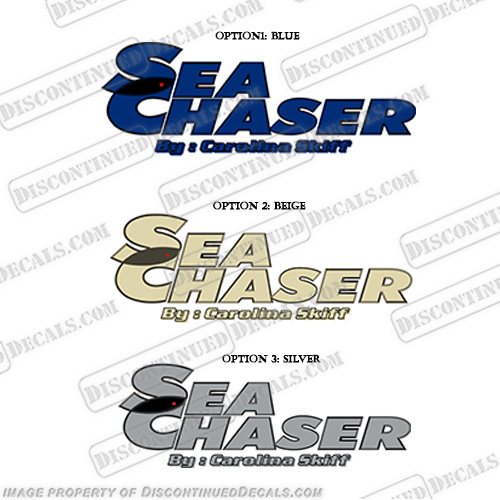 Sea Chaser by Carolina Skiff Boat Colored Graphic Decals  sea, chaser, seachaser, carolina, skiff, boat, logo, decal, sticker, decals, stickers, INCR10Aug2021