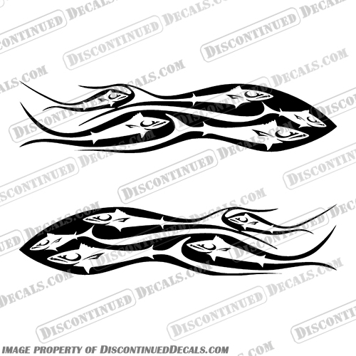 Carolina Skiff Tribal Fish Boat Decals - (Set of 2) Any Color! Carolina, Skiff, Tribal, Fish, Boat, Decal, Decals, Set, of, 2, two, Any, Color