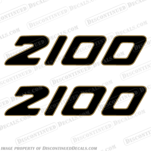 Century Boats 2100 Logo Decals (Set of 2) century, decals, 2100, boat, hull, console, stickers, logo, set, of, 2, two, gold, black,