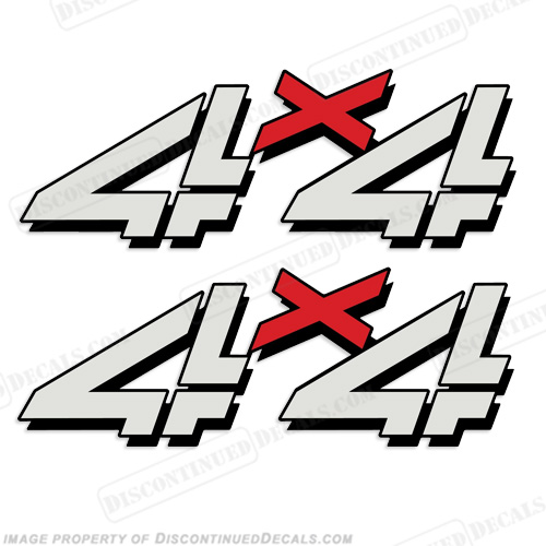 Chevy 4X4 Truck Decals (Set of 2) - Silver/Red INCR10Aug2021