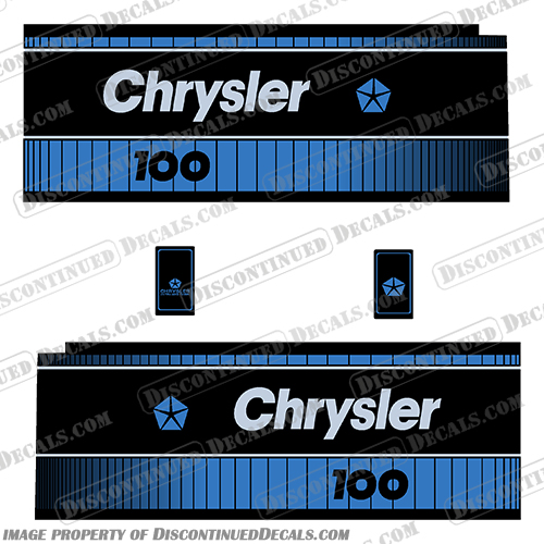 Chrysler 100hp 1980s Outboard Motor Decal Kit chrysler, decals, 100hp, 100, 1980, 80, 80s, 80s, boat, engine, stickers, decal, kit, vintage, motor,