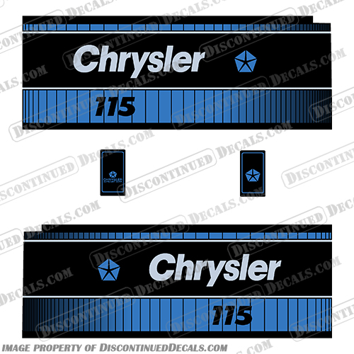 Chrysler 115hp 1980s Outboard Motor Decal Kit chrysler, decals, 115hp, 115, 1980, 80, 80s, 80s, boat, engine, stickers, decal, kit, vintage, motor,