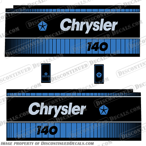 Chrysler 140hp 1980s Outboard Motor Decal Kit chrysler, decals, 140hp, 140, 1980, 80, 80s, 80s, boat, engine, stickers, decal, kit, vintage, motor,