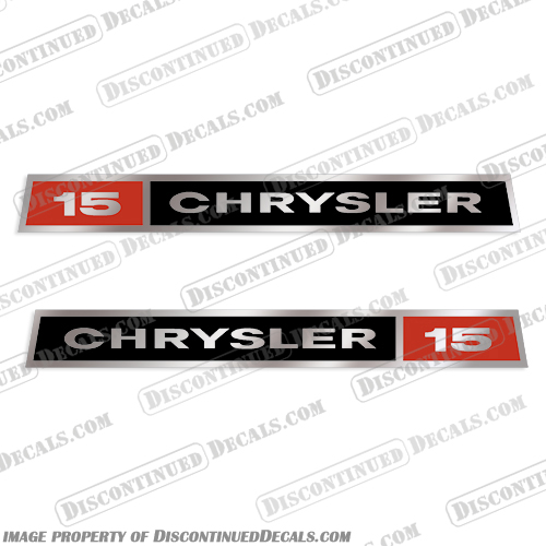 Chrysler 15hp Boat Engine Decals (Set of 2) outboard, engine, gas, fuel, tank, decal, sticker, replacement, new, chrystler, chrysler, marine, 15 hp, 15,