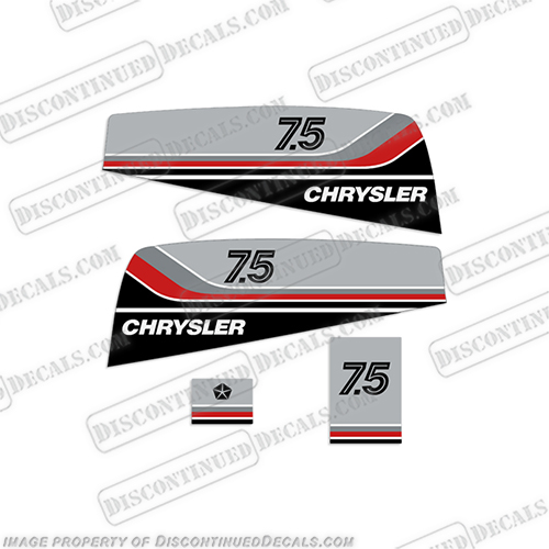 1979 Chrysler 7.5 Decal Kit chrysler, decals, 7.5hp, 72h9d, 1979, boat, engine, stickers