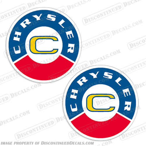 Chrysler Logo Emblem Boat Decals (Set of 2) - Style 2 Chrysler, Logo, Emblem, Boat, Decals, Style 2, Round, Set of 2