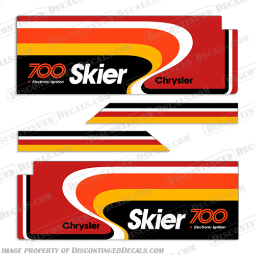 Chrysler 700 Skier 70hp Decal Kit - 1979-1980 chrysler, decals, 70, 70hp, 70 hp, elctronic, ignition, decal, kit, set, red, 1979, 1980, boat, outboard, engine, cover, skier, 700, 