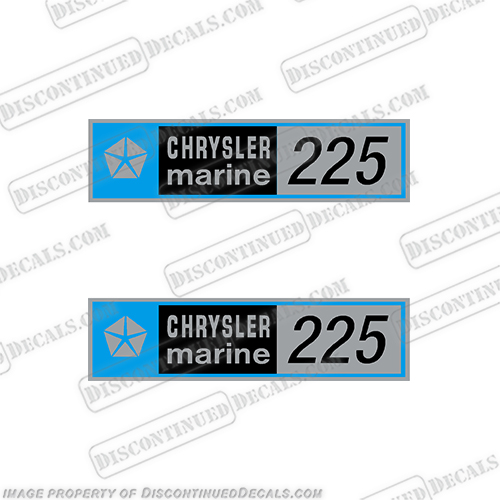 Chrysler Marine 225 Boat Engine Decals (Set of 2)  outboard, engine, gas, fuel, tank, decal, sticker, replacement, new, chrystler, chrysler, marine, 225hp, 225, INCR10Aug2021
