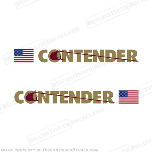 Contender Boat Logo Decal w/Flag - Set of 2 (Burgundy/Gold) INCR10Aug2021