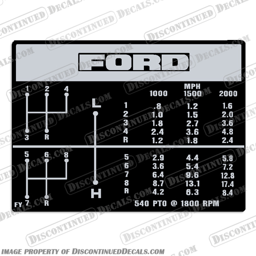 Ford 8 Speed Shift Pattern Tractor Decal Ford, 8, eight, speed, shift, pattern, tractor, decal, decals,