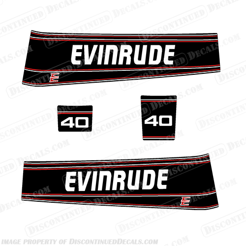 Evinrude 40hp Decal Kit - 1993 1994 1995 - Black evinrude, 40, 40hp, outboard, motor, engine, decal, sticker, kit, set, decals, 1993 ,1994, 1995, jet_power_black