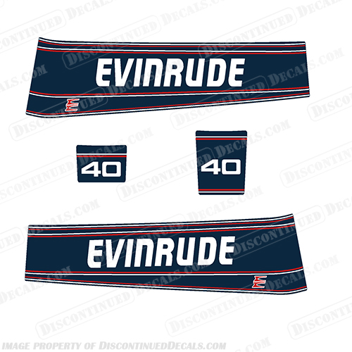 Evinrude 40hp Decal Kit - 1993 1994 1995 - Navy evinrude, 40, 40hp, outboard, motor, engine, decal, sticker, kit, set, decals, 1993 ,1994, 1995, navy