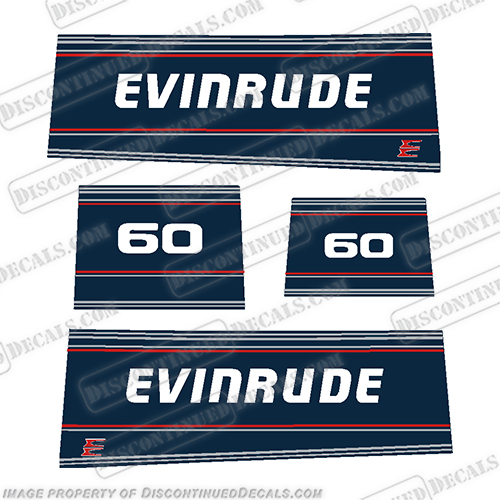 Evinrude 60hp Outboard Engine Motor Decal Kit - 1992-1993-1994 evinrude, 60, 1992, 1993, 1994, outboard, motor, engine, decal, kit, set, INCR10Aug2021