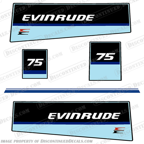 Evinrude 1984 75hp Decal Kit evinrude, 75, 75hp, 75 hp, boat, decal, kit, stickers, outboard, engine, vintage, 1984, 84, 1985, 85, 80s, 
