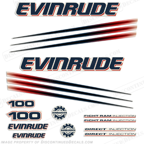 Evinrude 100hp Bombardier Decal Kit - 2002 - 2006 INCR10Aug2021