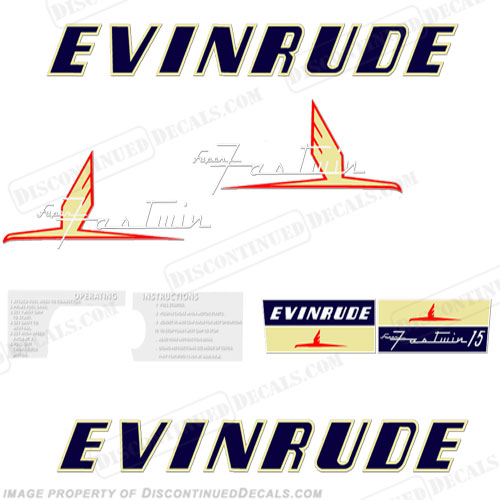 Evinrude 1954 15hp Decal Kit 1954, 54, 54, vintage, INCR10Aug2021
