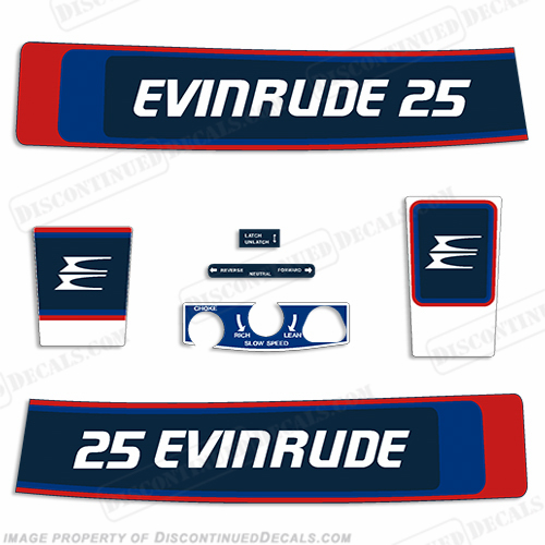 Evinrude 1976 25hp Decal Kit INCR10Aug2021