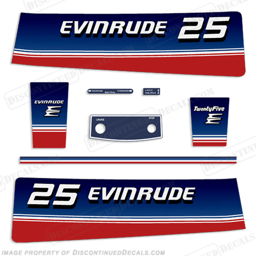 1980 Evinrude 25hp Decal kit 25 hp, 1980, vintage, 25, outboard, INCR10Aug2021
