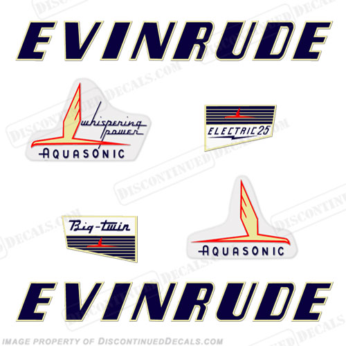 Evinrude 1955 25hp Electric Decal Kit INCR10Aug2021