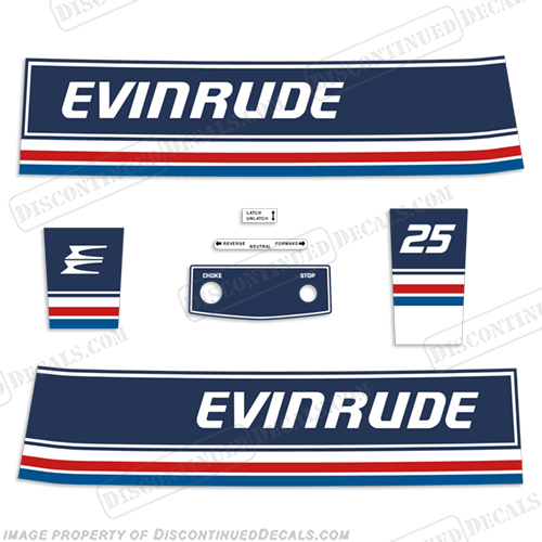 1983 Evinrude 25hp Decal kit 25 hp, 1983, vintage, 25, outboard, e-25-83, INCR10Aug2021