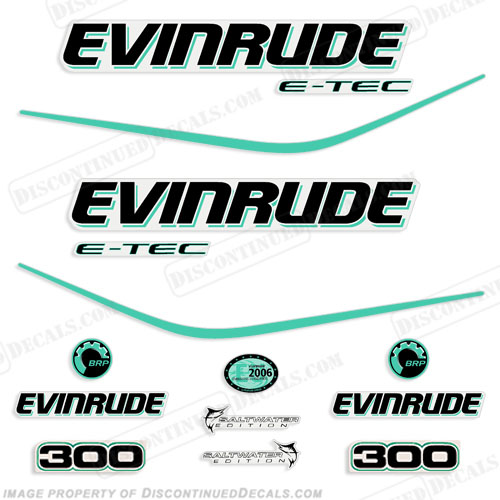 Evinrude 300hp E-Tec Decal Kit - Aqua INCR10Aug2021