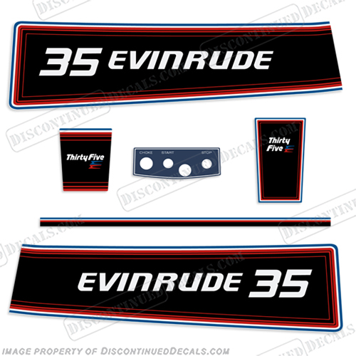 Evinrude 1981 35hp Decal Kit  evinrude 35, 35, 35hp, notor, decal, vintage, sticker, 1981,  81, INCR10Aug2021